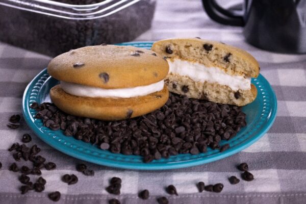 Chocolate Chip Whoopie Pies with Vanilla Icing